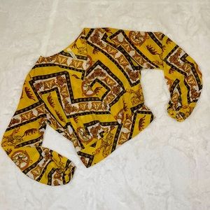 Long Sleeve Dressy Crop Top, Size Small, Gold